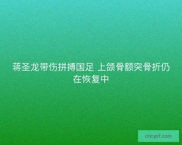 蒋圣龙带伤拼搏国足 上颌骨额突骨折仍在恢复中